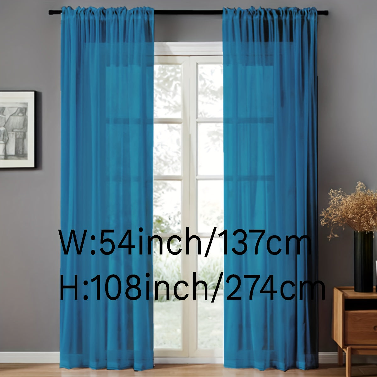 Pair of Sheer Voile Curtains with Rod Pocket for Kitchen Bedroom Living Room