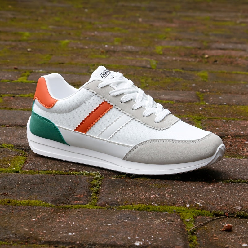 Men's Color Block Low Top Lace-Up Sneakers Casual Outdoor Shoes for Men