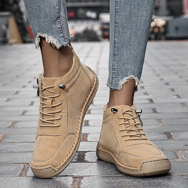 Women's Light Blue Casual Ankle Boots with Zipper and Non-Slip Sole