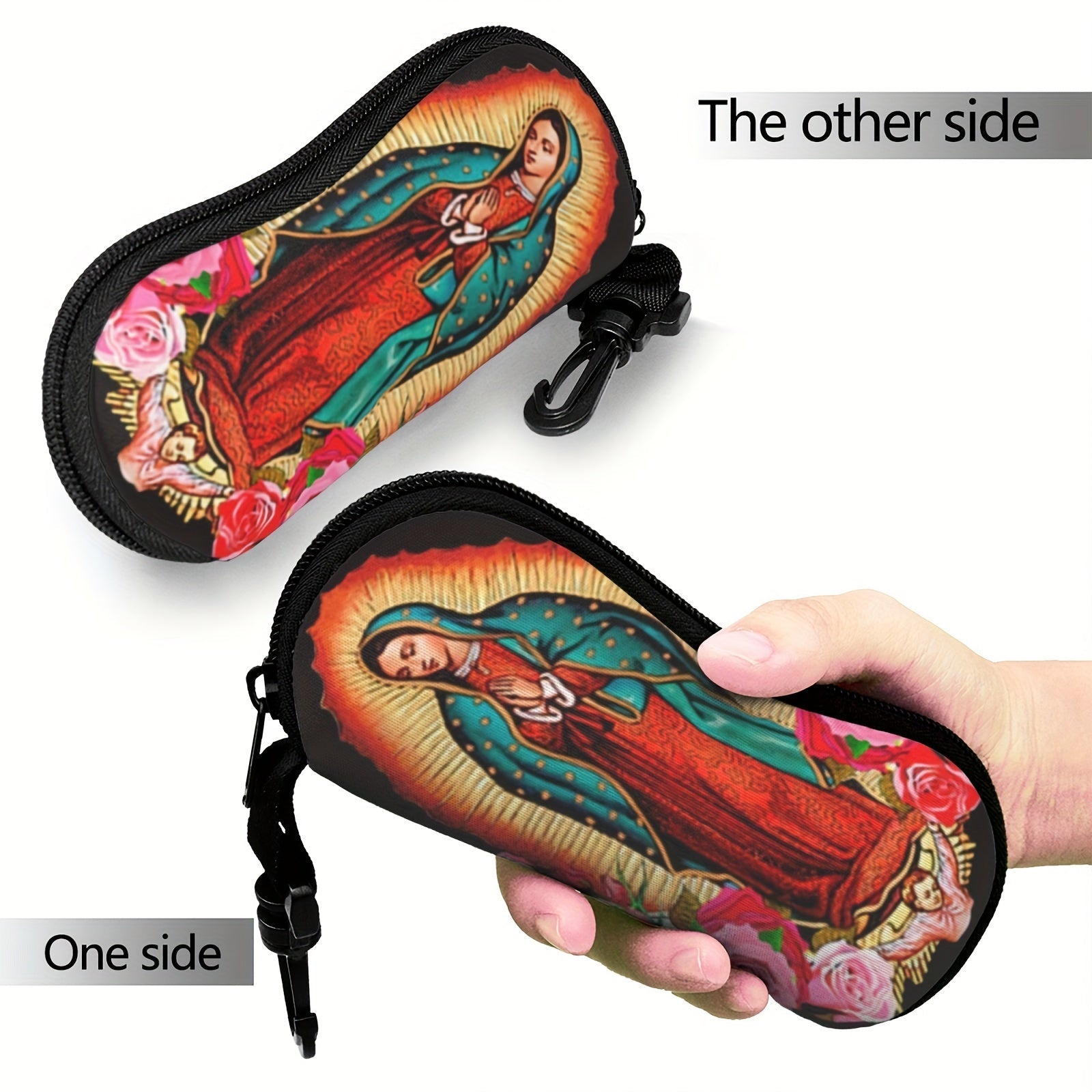 Портативный держатель для очков с ключницей с изображением Нашей Госпожи Гваделупской и Марии Назаретской, ультралегкий защитный чехол из неопрена для мужчин и женщин