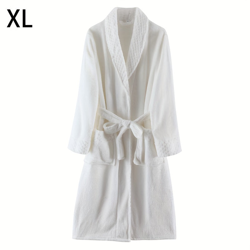 Unisex Flannel Bathrobe for Autumn Winter Cozy Nightwear Home