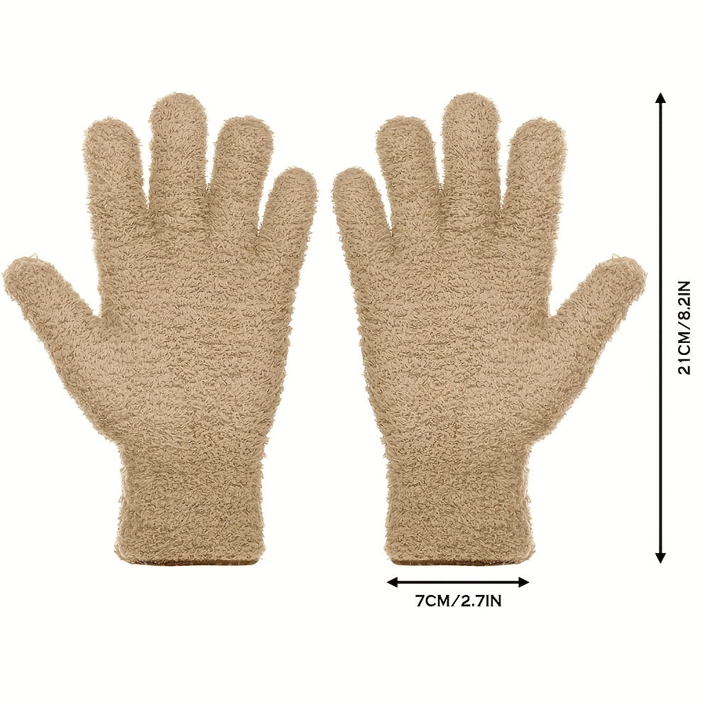 Microfiber Coral Fleece Cleaning Gloves Five-Finger Dust Remover Blue