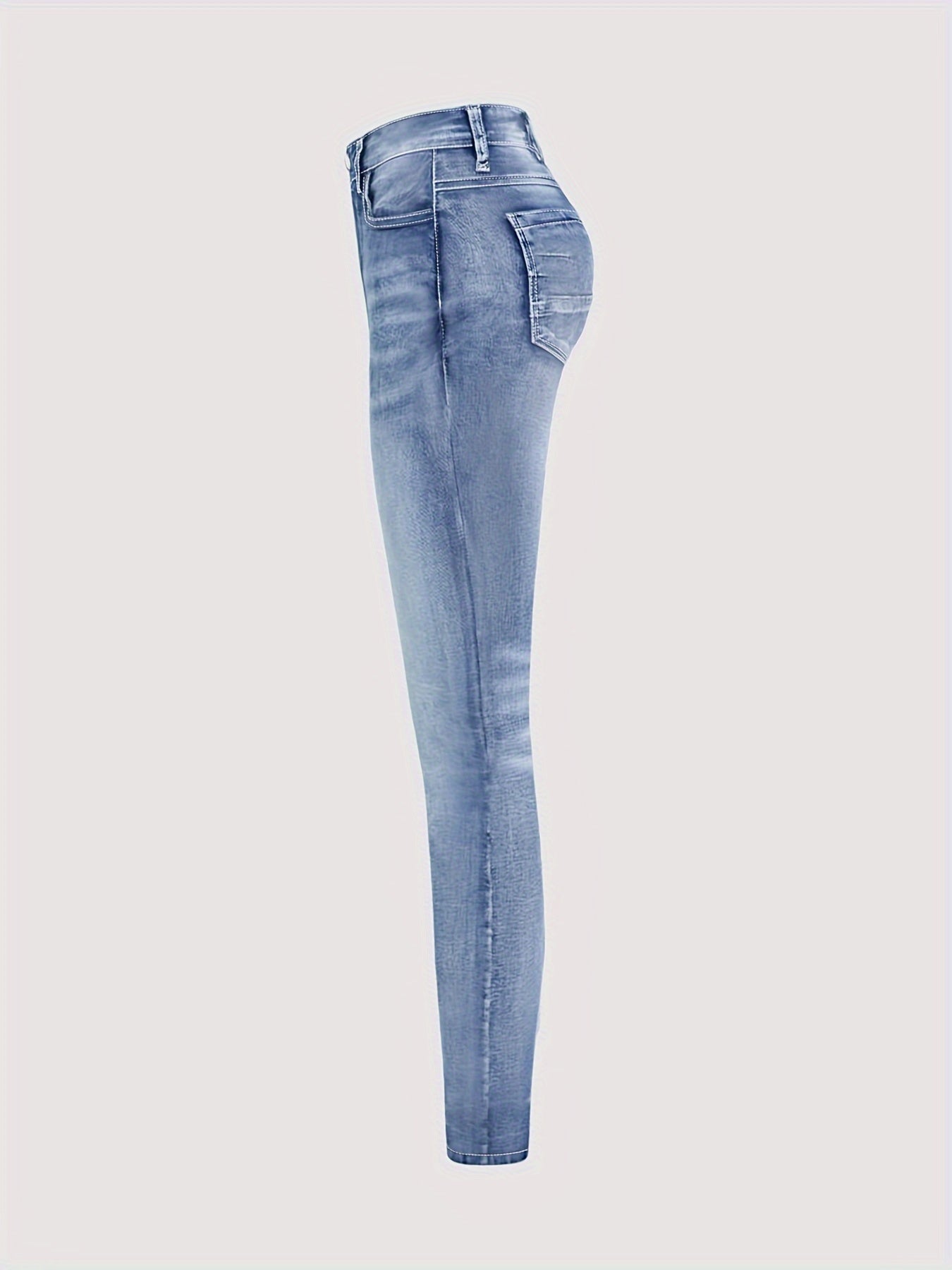 Women's High-Waisted Denim Jeans Oversized Stretch Solid Color All-Season Casual