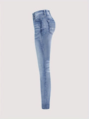Women's High-Waisted Denim Jeans Oversized Stretch Solid Color All-Season Casual