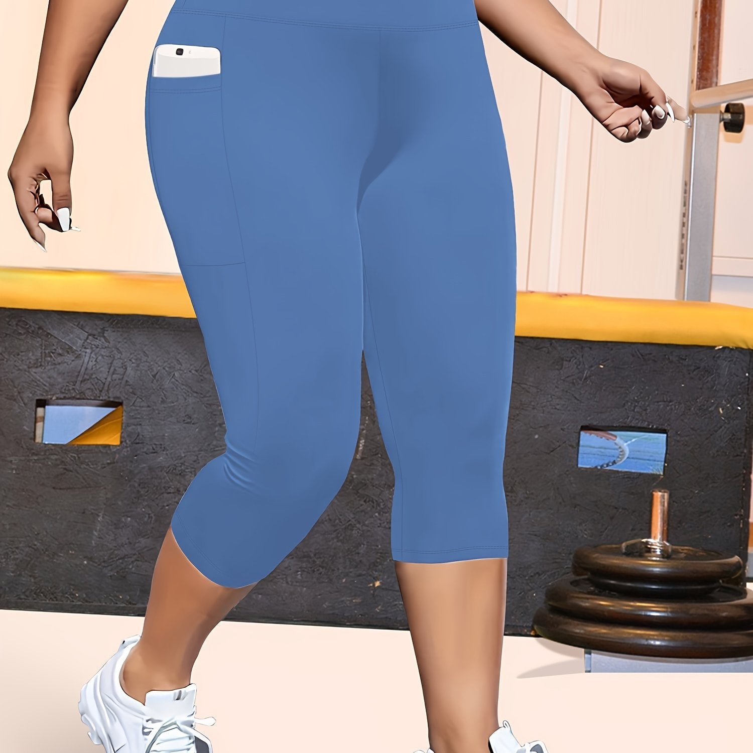 Plus Size High-Waisted Leopard Print Capri Pants Stretchy Casual Skinny Jeans