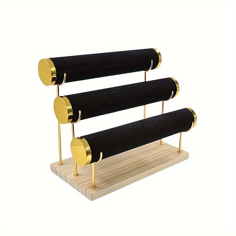 Bracelet Organizer with Removable Tiered Holder and Velvet Display Rack