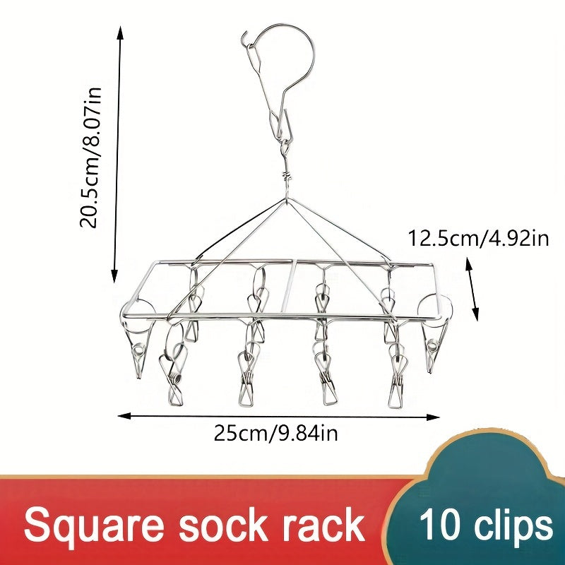Large Capacity Metal Socks Hanger with Rotating Hook Durable Clothes Drying Rack for Bathroom Bedroom Closet