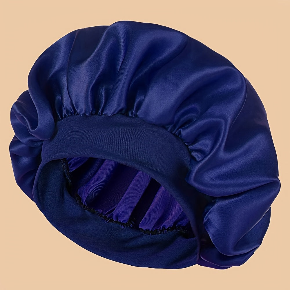 Women's Satin Sleep Cap with Wide Brim for Shower and Bed Use