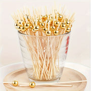 Bamboo Pearl Skewers for Party Decorations 50 Pack