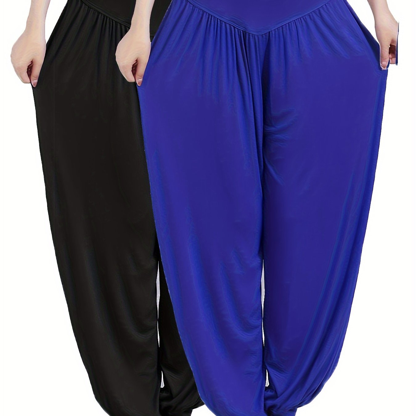 Women's Plus Size High Waist Jogger Pants Black Gray Stretchy Knit Fabric Casual Activewear