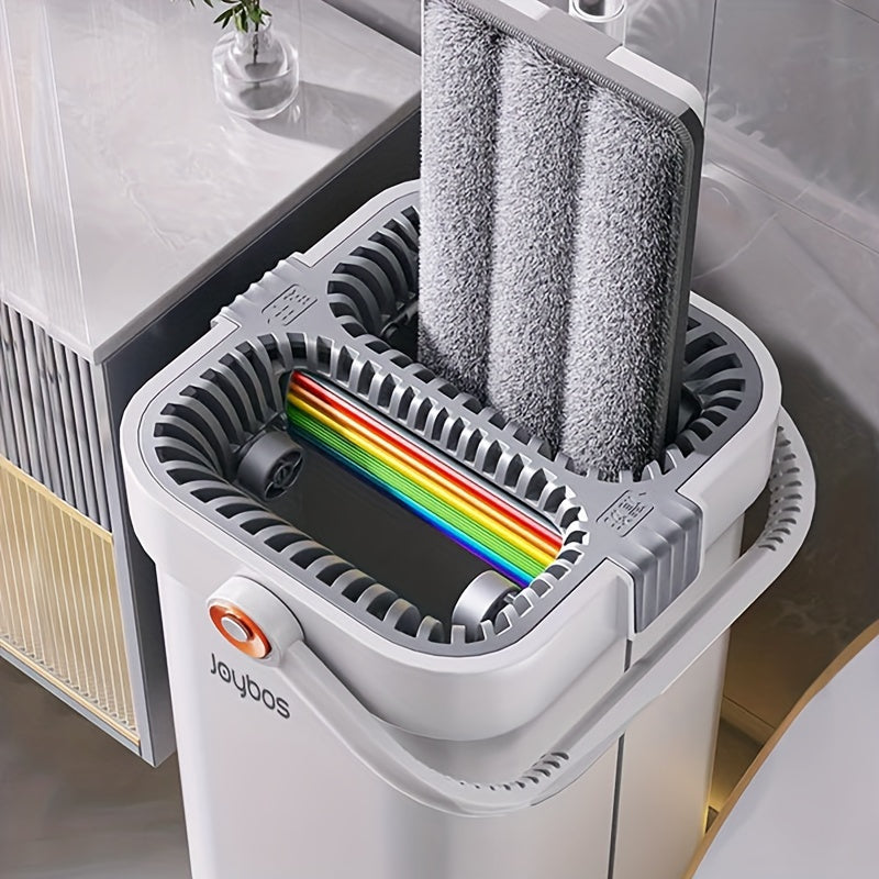 7-Color Flat Mop and Bucket Set with Microfiber Pads for Tile Hardwood Floors