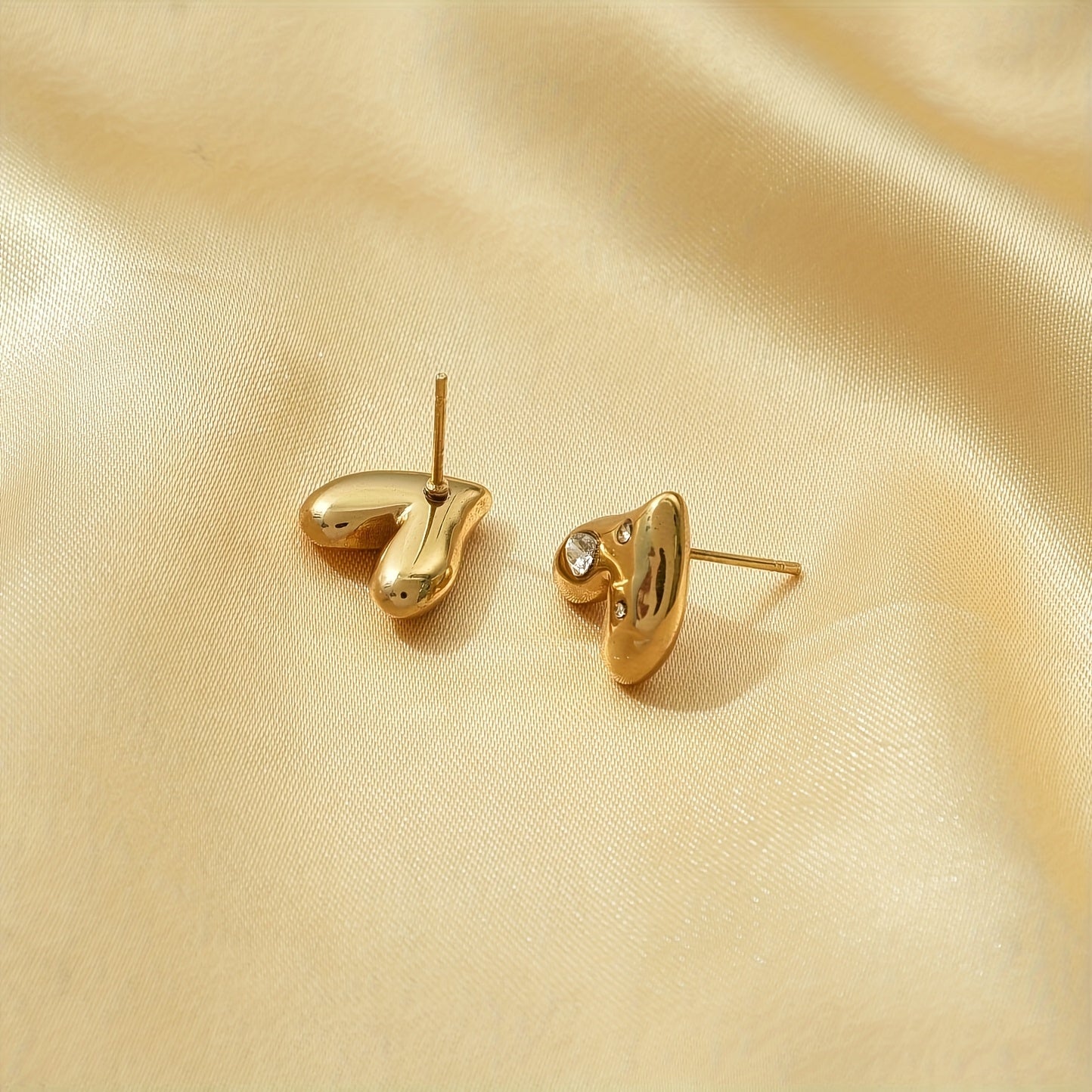 Heart-Shaped Rhinestone Stud Earrings Stainless Steel for Women Gift