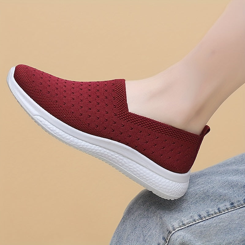 Zapatos planos transpirables para mujer, de uso casual y deportivo, con tejido ligero