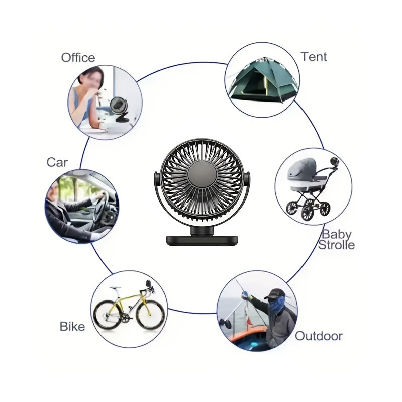 USB-клипсовой настольный вентилятор с бесщеточным мотором для тихого и мощного воздушного потока. Портативный охлаждающий вентилятор для спальни и офиса. Универсальный крепеж, стильный черный цвет, прочный клипсовой дизайн без батареи.