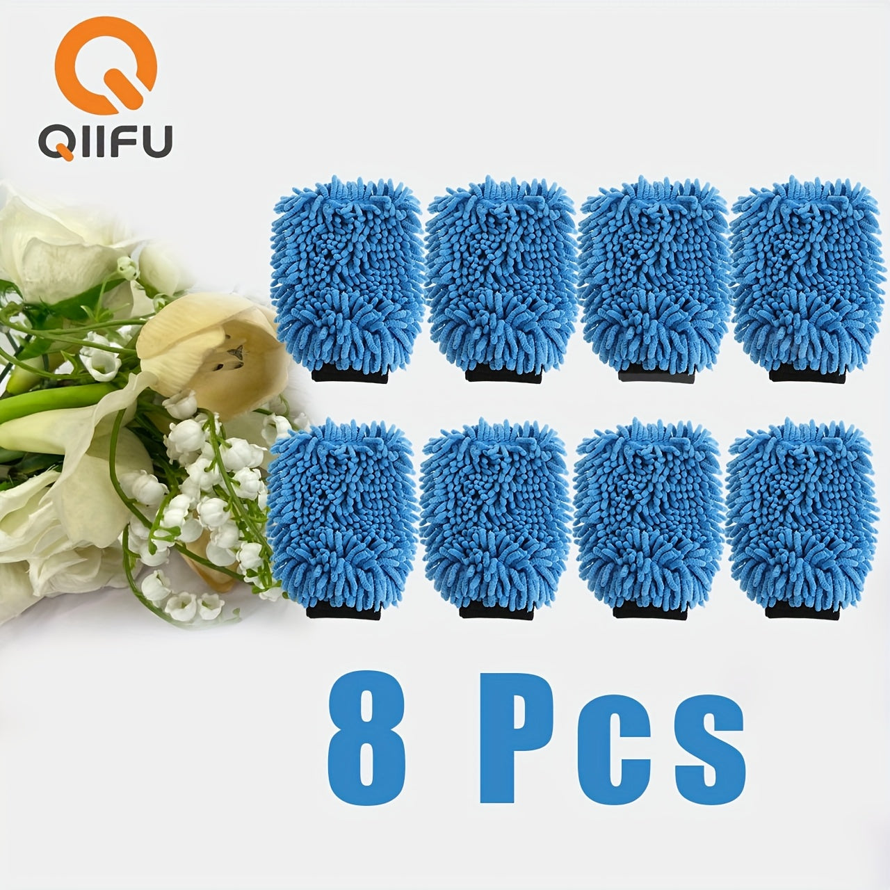 2-Pack Microfiber Car Wash Gloves Gray Blue Green Regular Size