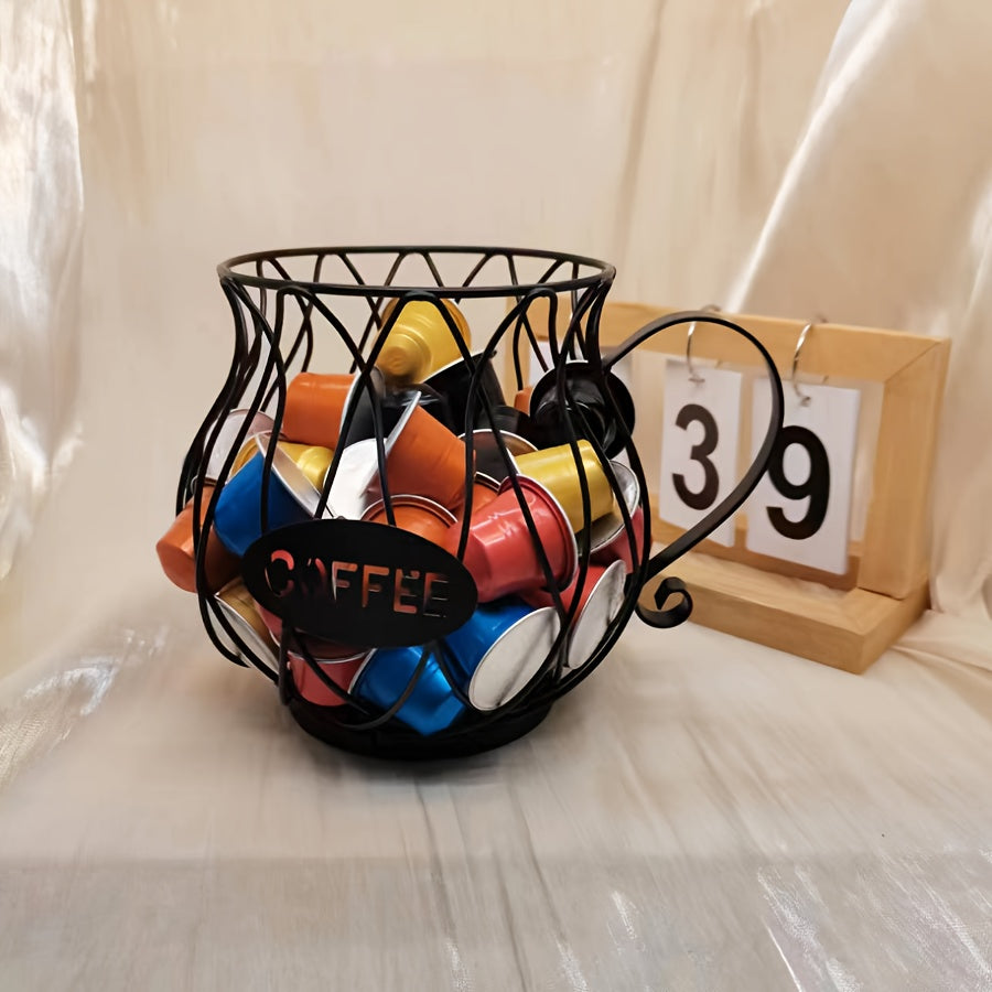 Black Coffee Capsule Storage Rack for Kitchen Counter and Bar