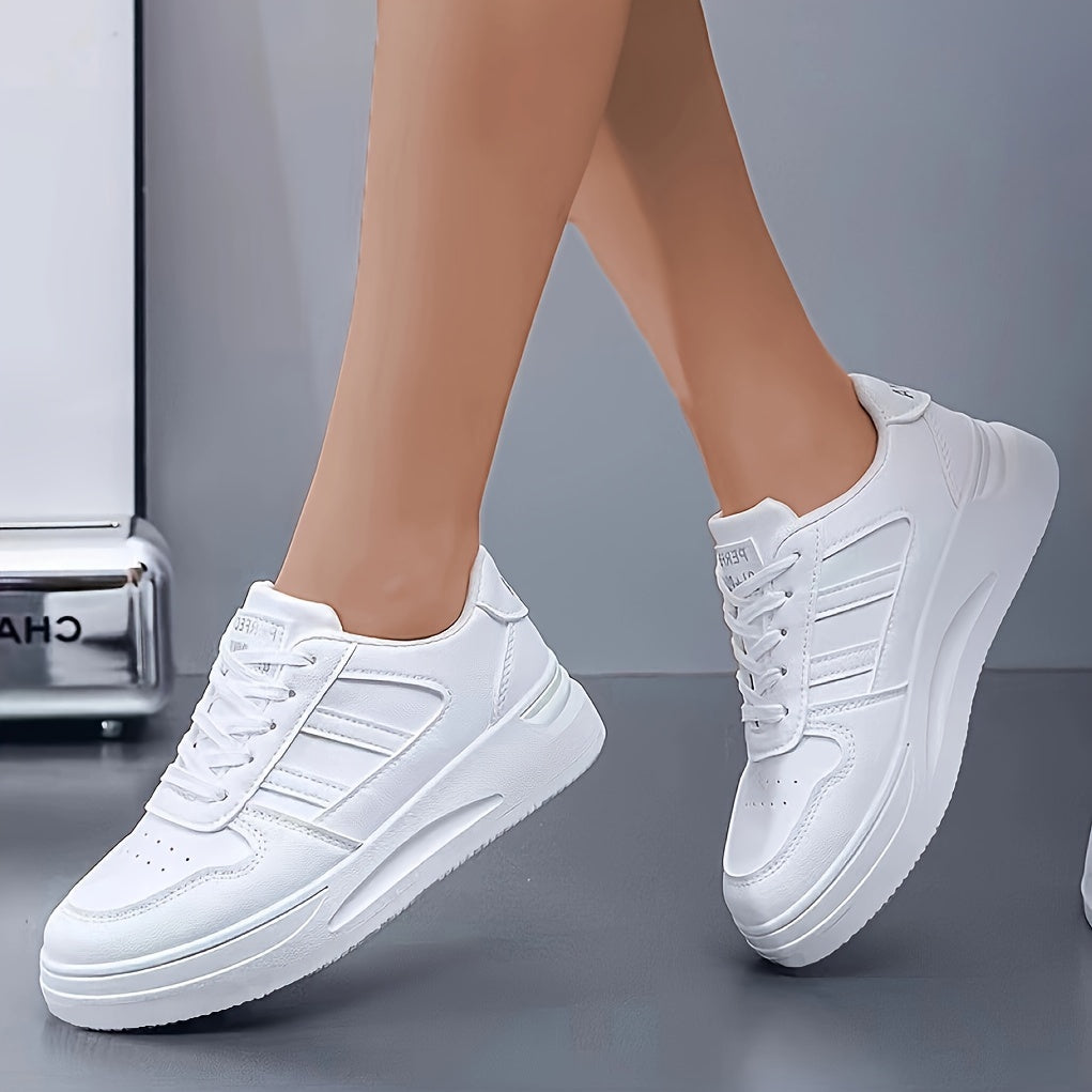 Women's Colorblock Sneakers with Soft Sole Platform Low-Top Casual White Plus Size