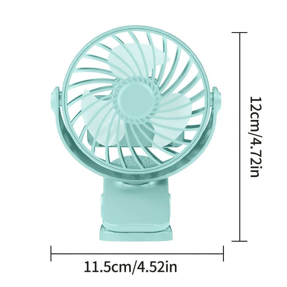 Blue Clip Fan with USB Charging Portable Desk and Bicycle Use Strong Wind Long Battery