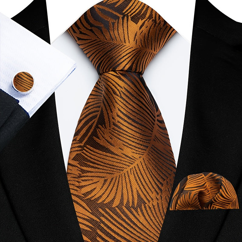 Erkaklar uchun zamonaviy galstuk to'plami, mos keladigan cho'ntak shartlari, manşetli kalitlar va to'quv uchun to'quv soati, to'ylar va biznes uchun