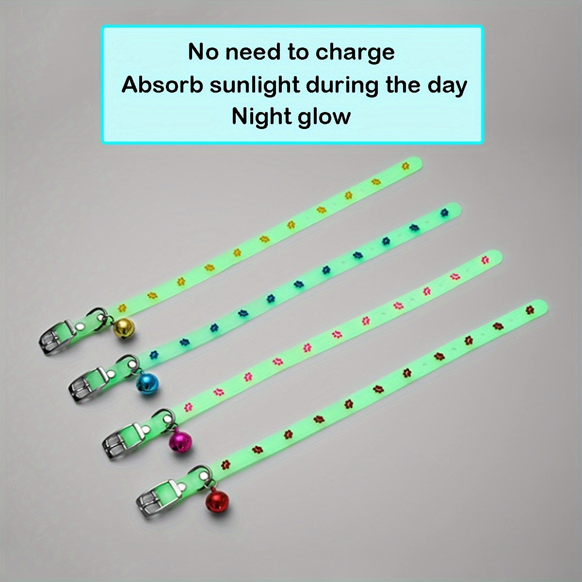 8-Pack Cartoon Silicone Cat Collars with Glow-in-the-Dark Bell Reflective Safety Adjustable Small Pets