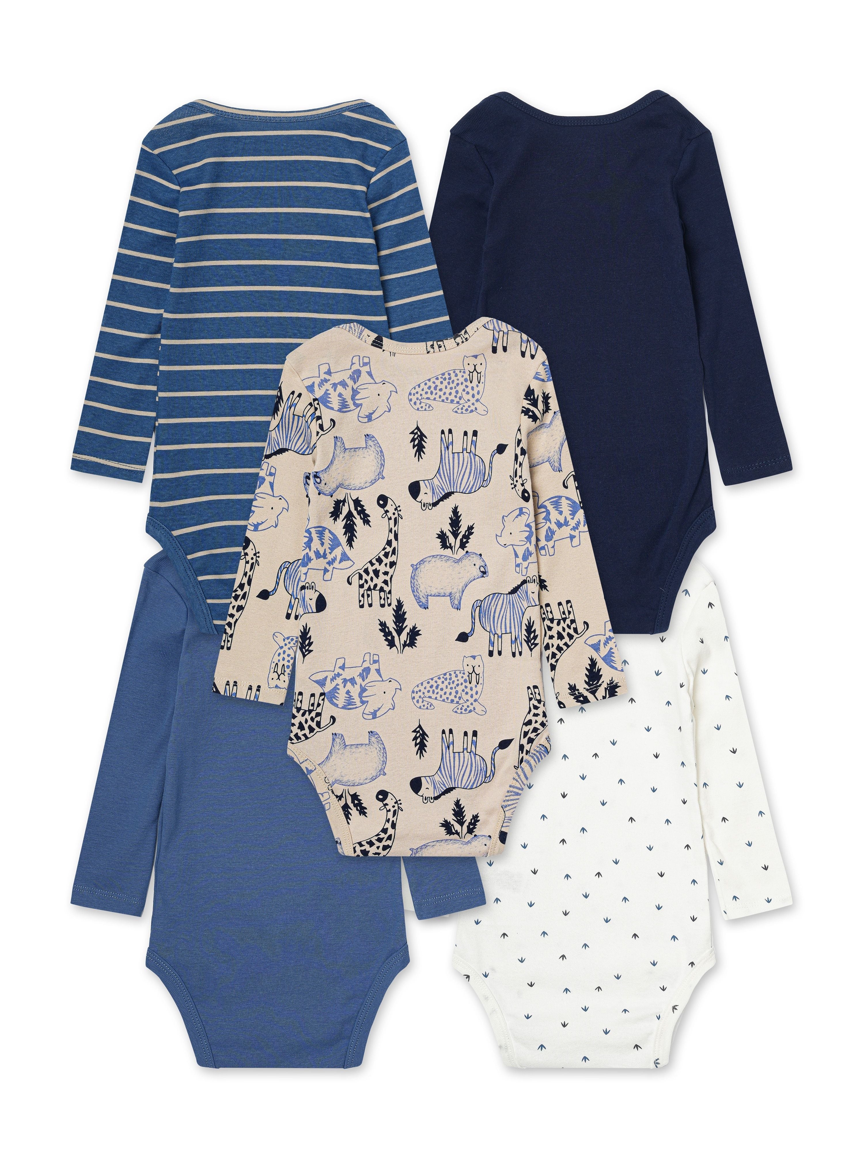 Baby Boys Cotton Bodysuits Set 5 Creatively Patterned Long Sleeve Spring Fall