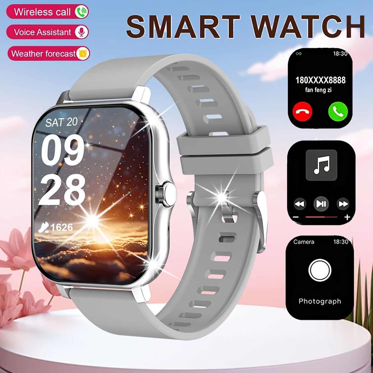 Full-Touch Screen Smartwatch for Men and Women with Fitness Tracking and Wireless Calls