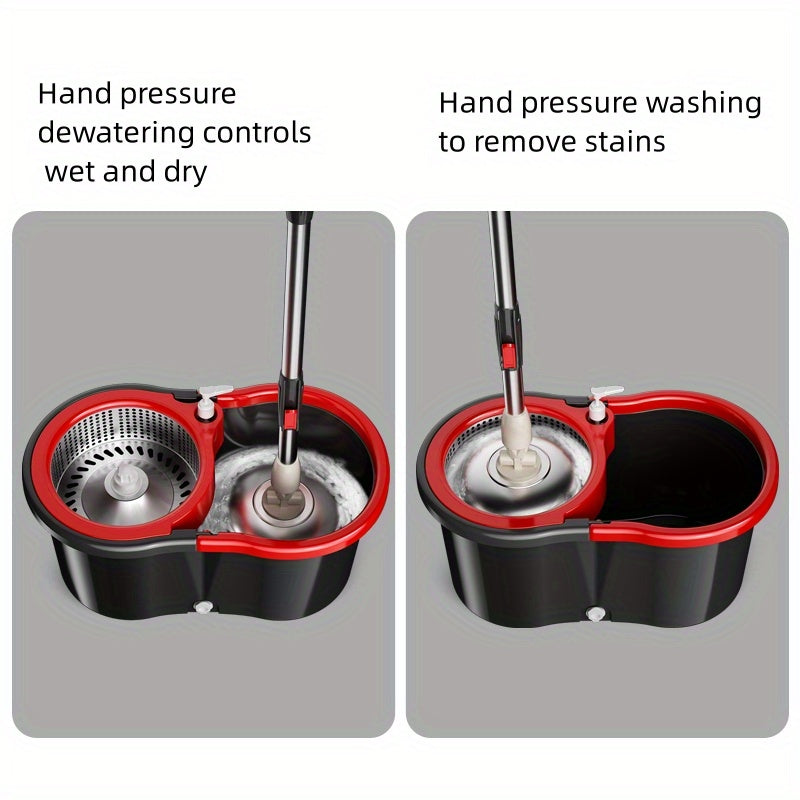 360° Rotating Mop and Bucket Set with 2 Cloths for Kitchen Bathroom Living Room