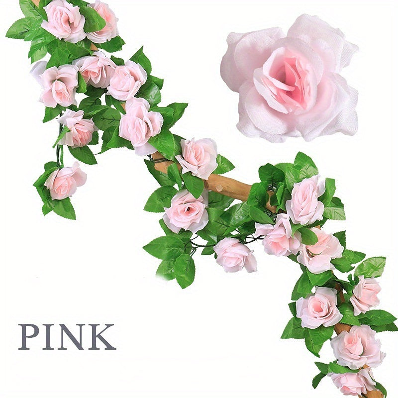 7.55ft Outdoor UV-Resistant Artificial Rose Vine for Garden Decor