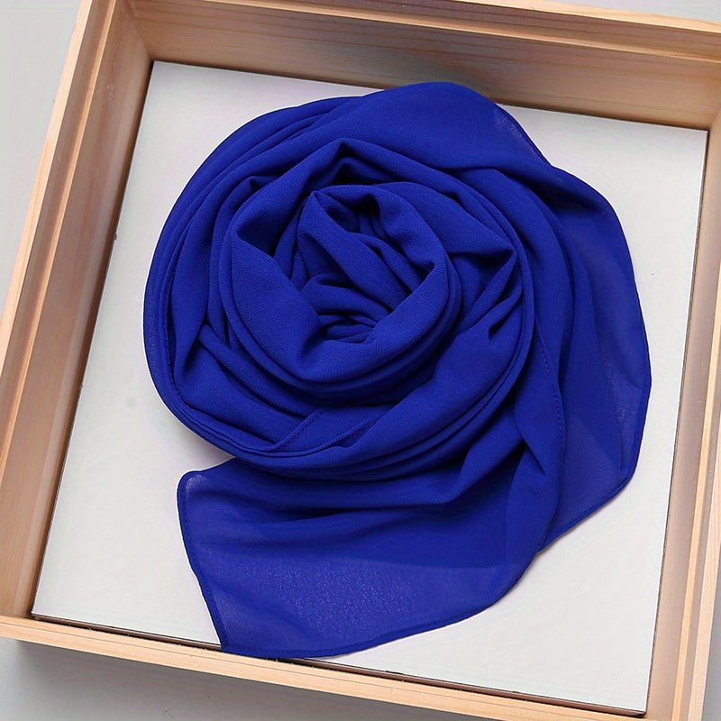 Women's Chiffon Hijab Scarf Long Shawl Lightweight Hair Wrap Solid Color