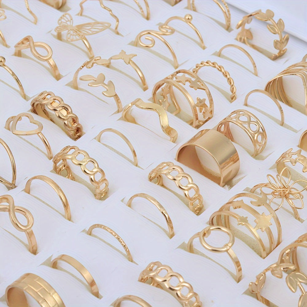 Set of 30 Women's Alloy Butterfly Fashion Rings for Party Wedding Daily Wear