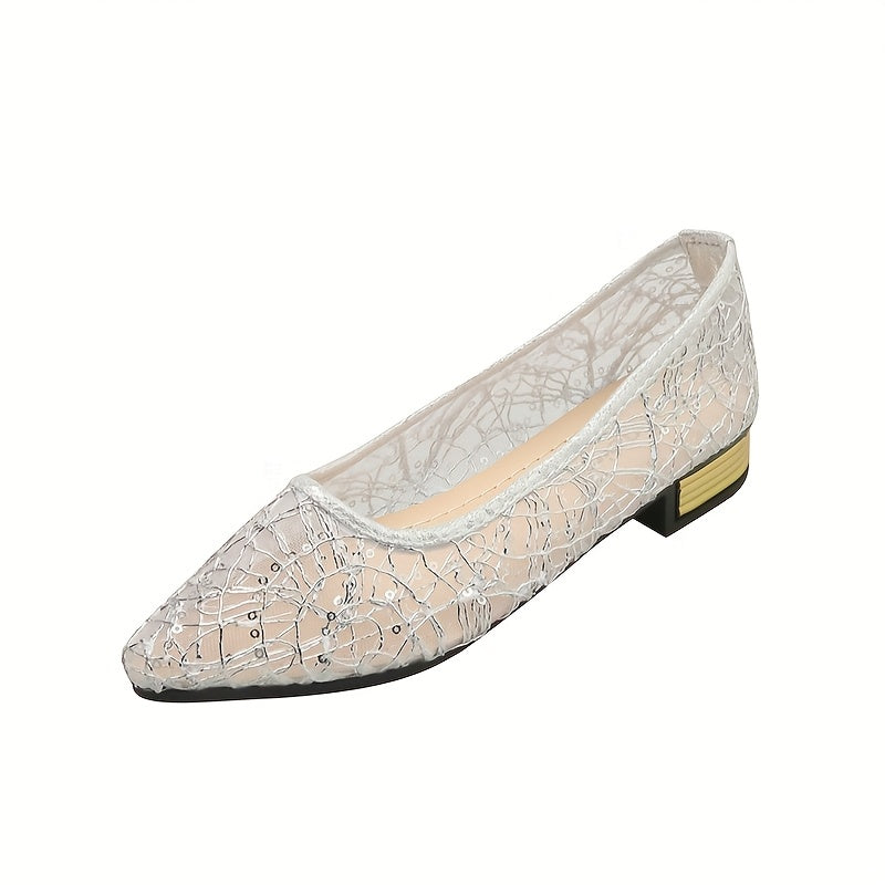 Women's Summer Mesh Slip-On Pumps Breathable Low Heel Casual Shoes