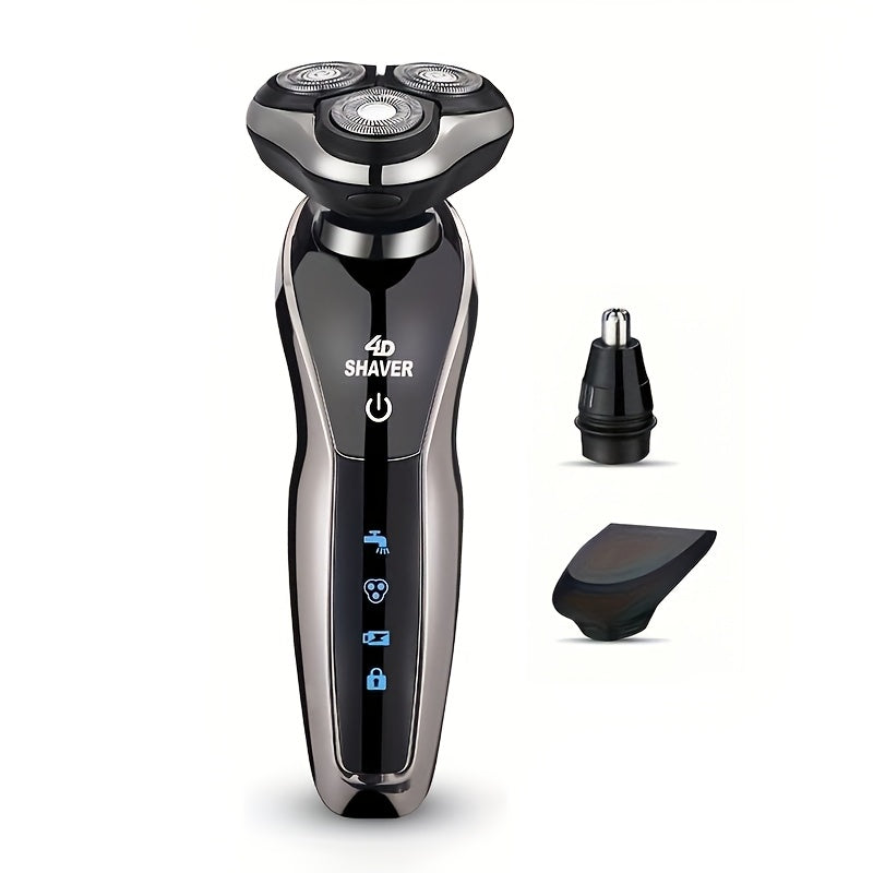 Men's 3-in-1 Electric Shaver with Nose Hair Trimmer USB Rechargeable 3D Floating Blade