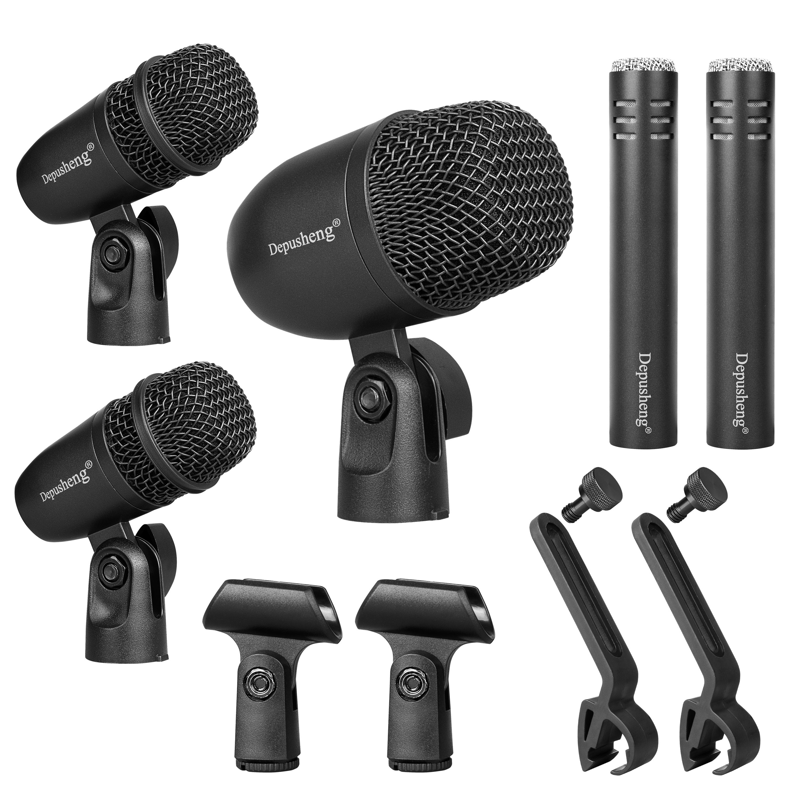 7pcs Wired Dynamic Microphone Kit for Drums All-Metal Construction for Stage Use