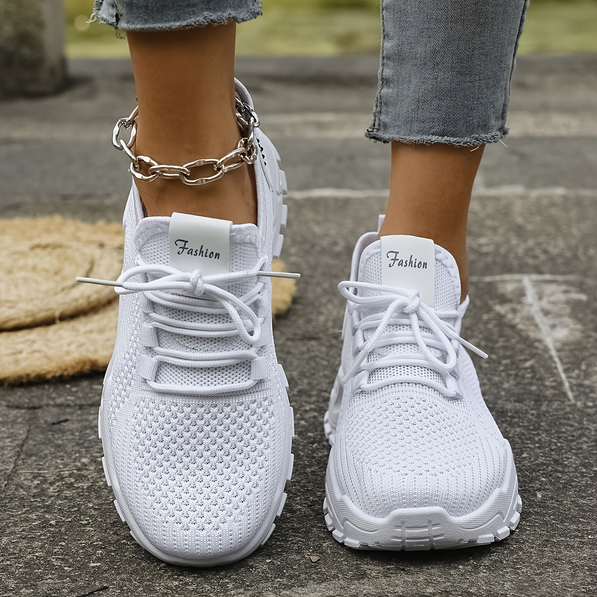 Women’s Breathable Mesh Athletic Sneakers with Airplane Pull Strap