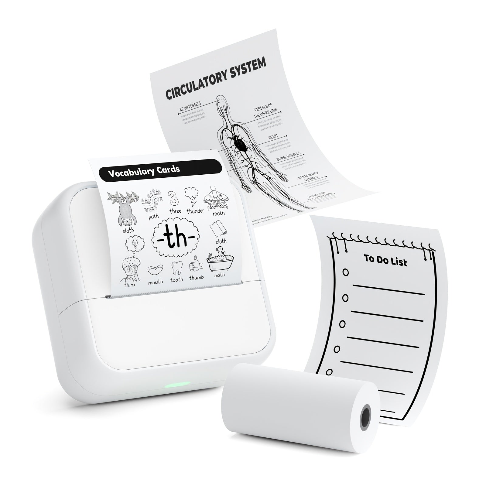 Portable Thermal Label Printer Wireless Battery-Powered for Android iOS Monochrome