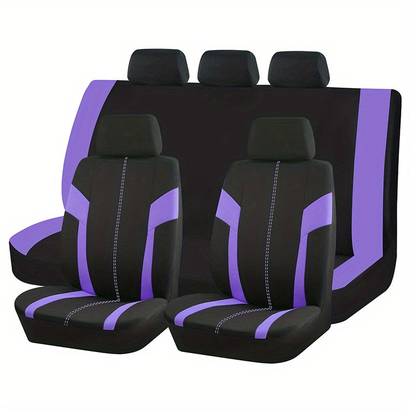 Pink Car Seat Cover Set for Women 9pcs Airbag Compatible Plush Polyester