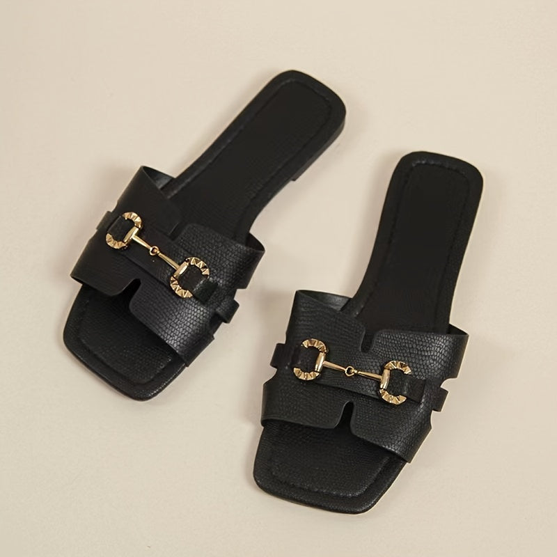 Women's Flat Slides Fashion Solid Color Open Toe Casual Summer Shoes