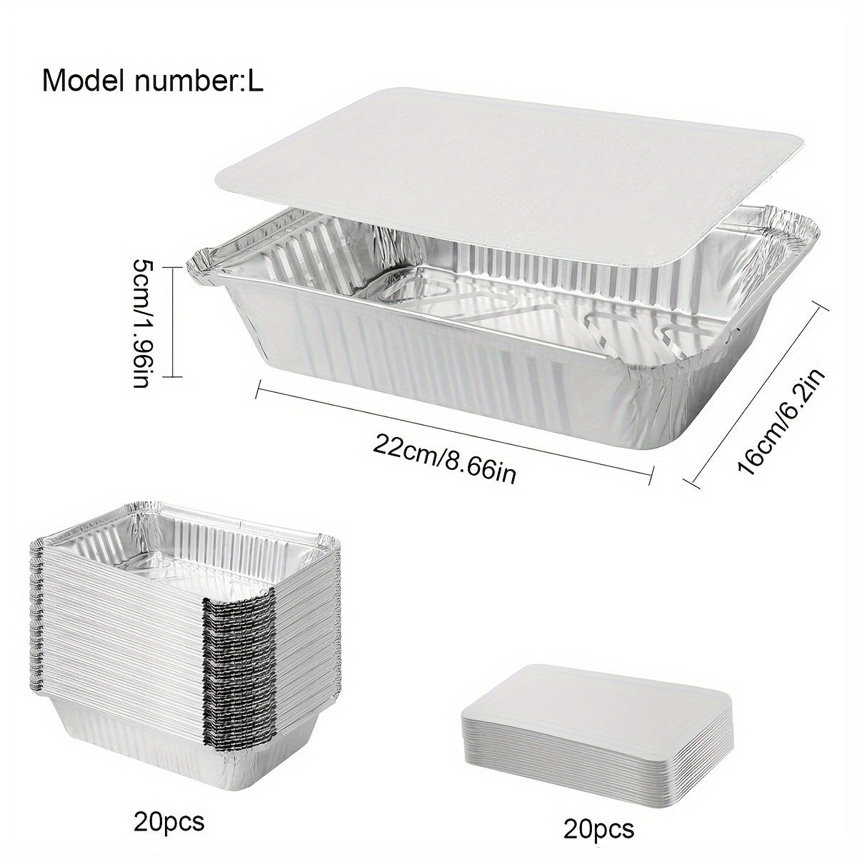 Set of 20 Reusable Aluminum Foil Pans with Lids Food Storage Baking Meal Prep