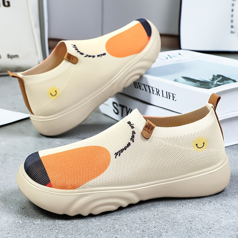 Women's Casual Fabric Slip-On Sneakers Breathable Soft-Soled Colorful Designs