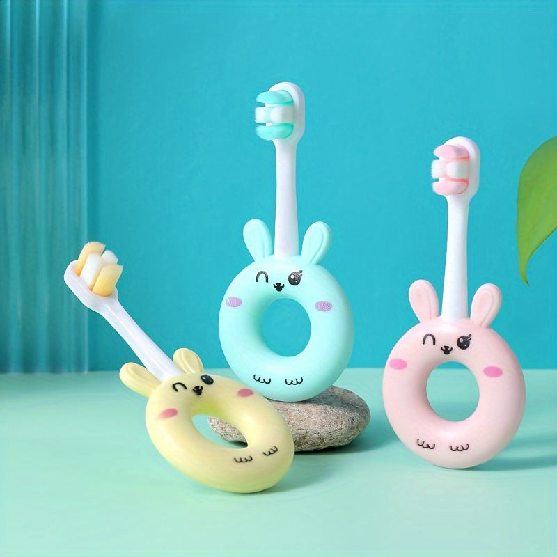 Baby Silicone Toothbrush for Toddlers 0-3 Ultra Soft Microfiber Bristles Cartoon Design