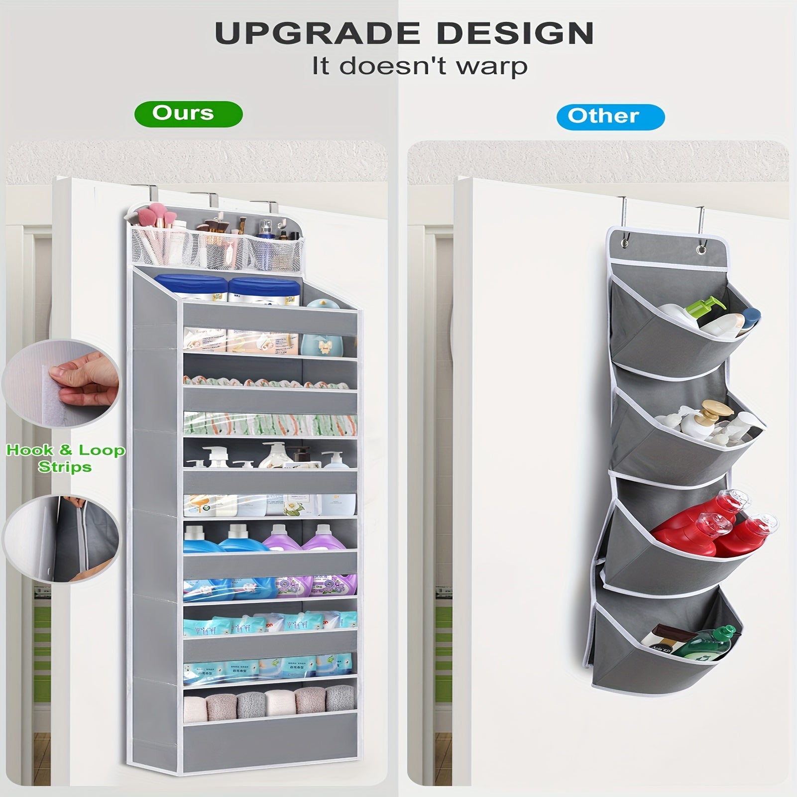 Over-the-Door Organizer with 7 Large Pockets and Clear Window for Bedroom Bathroom Storage