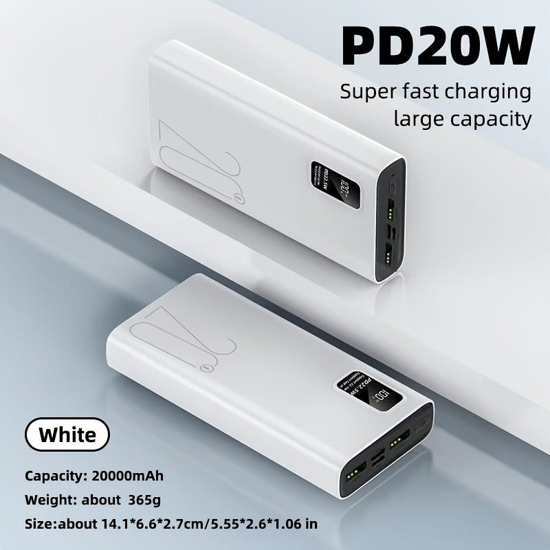 20000mAh Fast Charging Power Bank with Digital Display USB-C Dual USB Ports