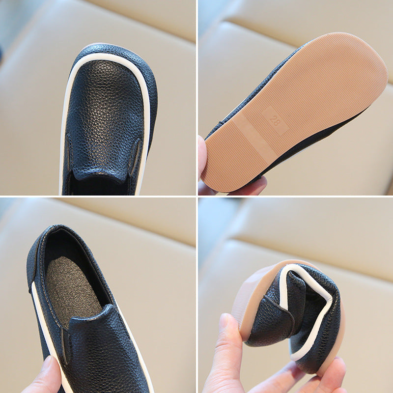 Boys Toddler Slip-On Loafers Rubber Sole PU Material British Style All-Match