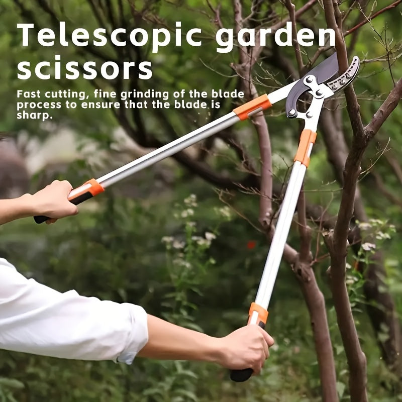 Heavy-Duty Garden Pruning Shears with Long Alloy Steel Blade and Orange Handles