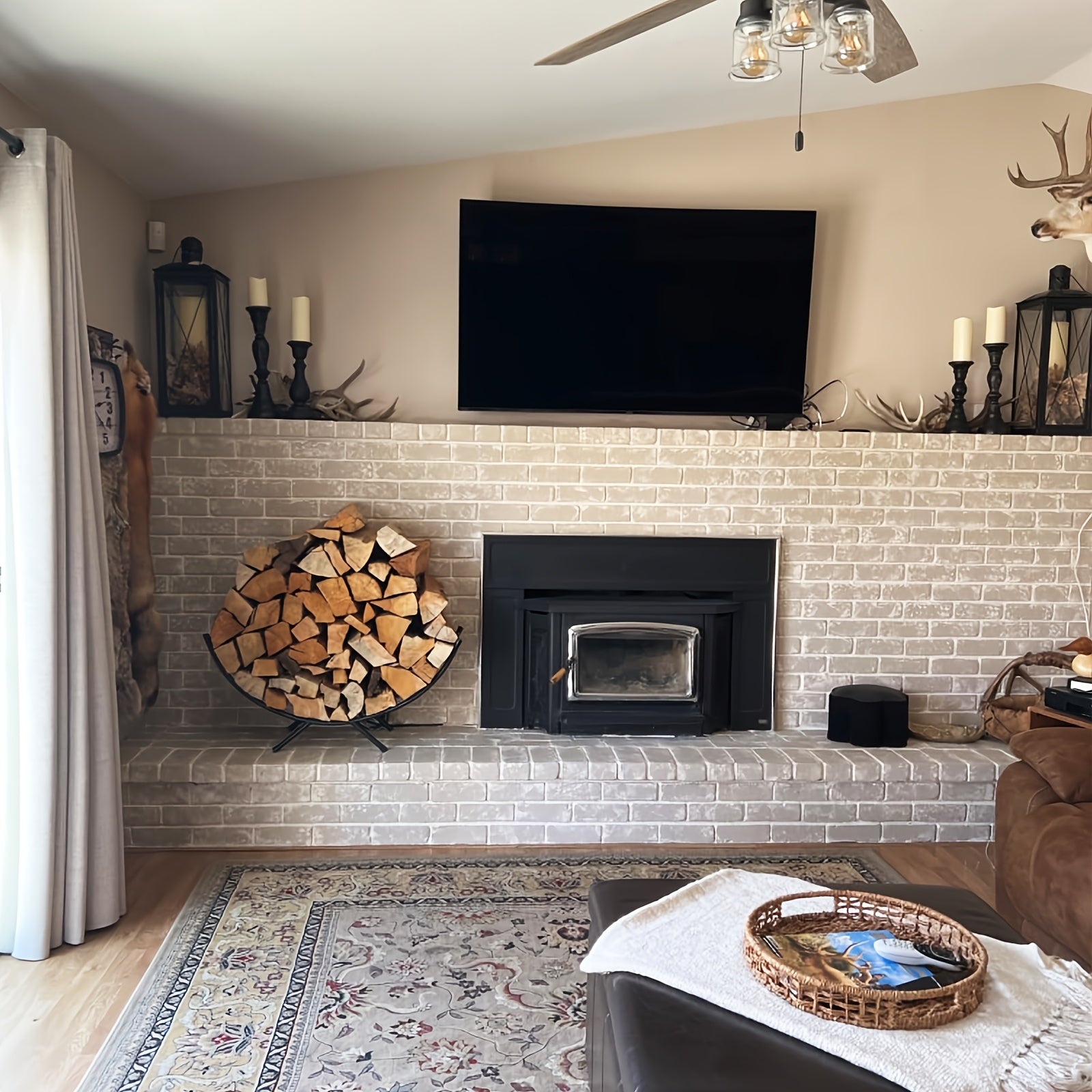 Metal Firewood Rack Curved Waterproof Rustproof Indoor Outdoor Log Holder