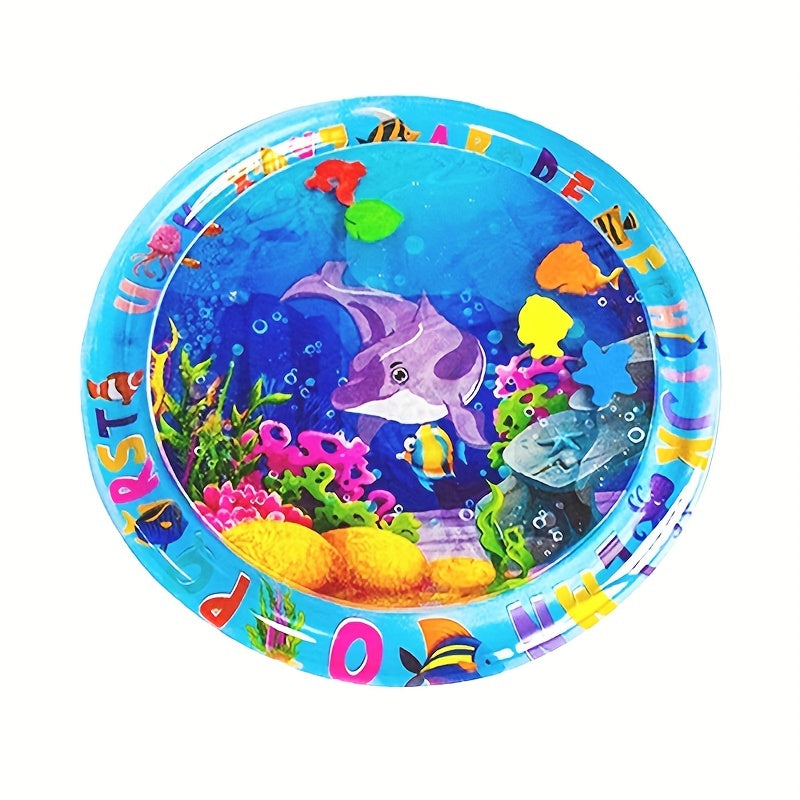 Inflatable Baby Playmat for Tummy Time and Water Play, Round Dolphin Design