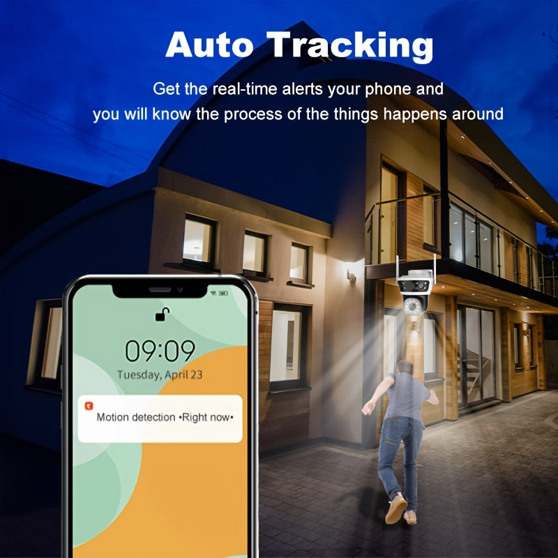 HD Dual Lens PTZ WiFi Security Camera with 2-Way Audio AI Detection Night Vision Motion Tracking 1080p