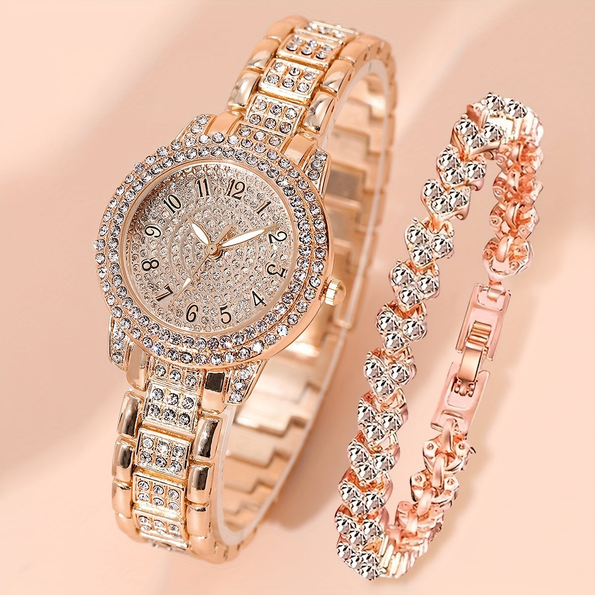 Women's Quartz Bracelet Watch Set of 2 with Elegant Design