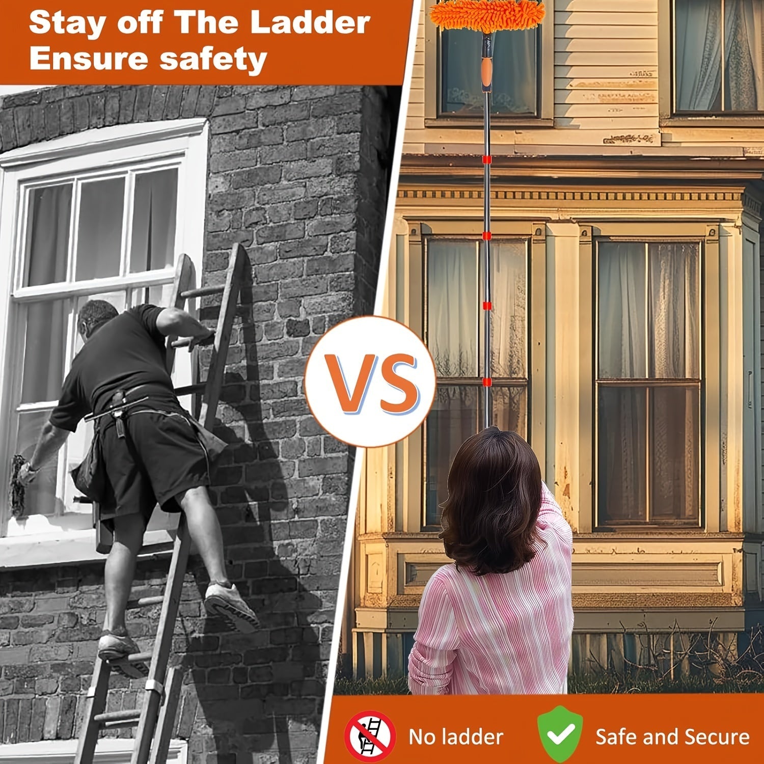 Телескопический комплект для уборки с удлинителем 20 футов, ручка из нержавеющей стали, для очистки высоких потолков