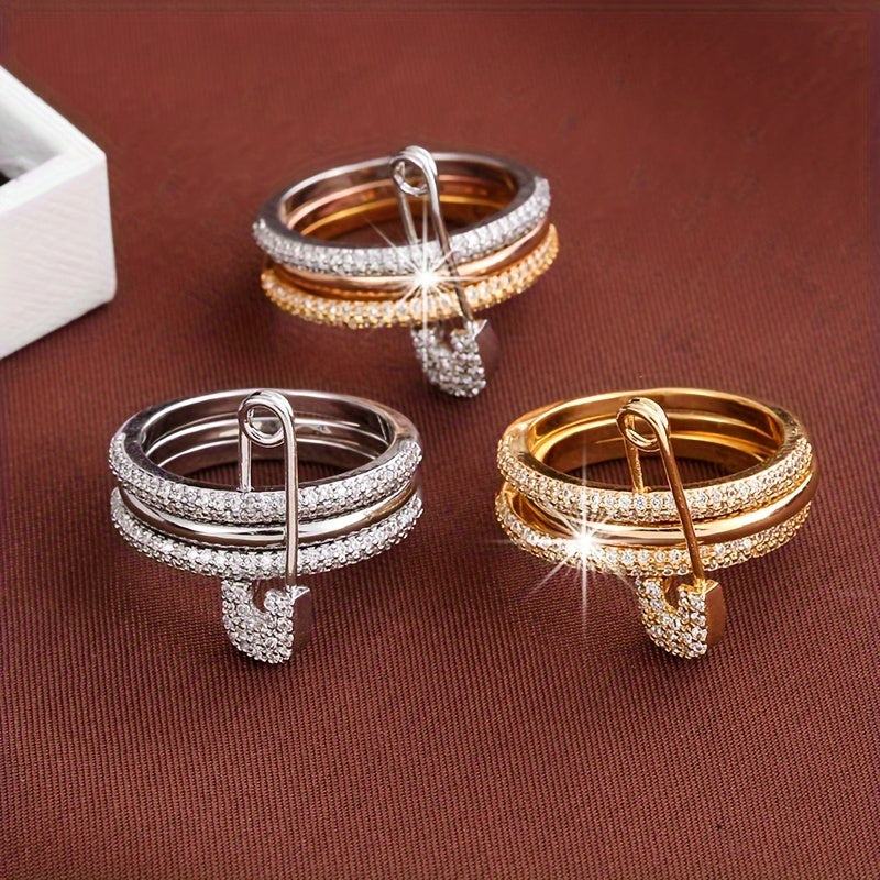 Conjunto de anillos de cobre elegante para mujeres, ajustable, separable
